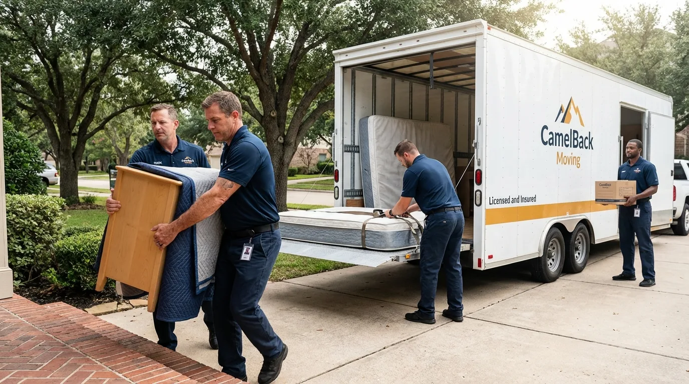Crew loading residential truck for cross-state move from Greenwich, NY